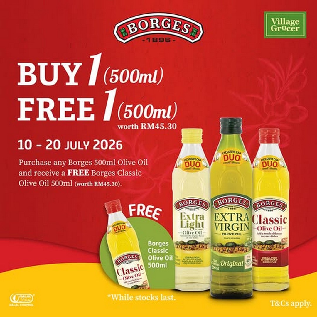 Village-Grocer-Borges-Buy-1-Free-1-Promotion 10-20 July 2026: Village Grocer Borges Buy 1 Free 1 Promotion – Enjoy Great Savings on Premium Olive Oil Across Malaysia