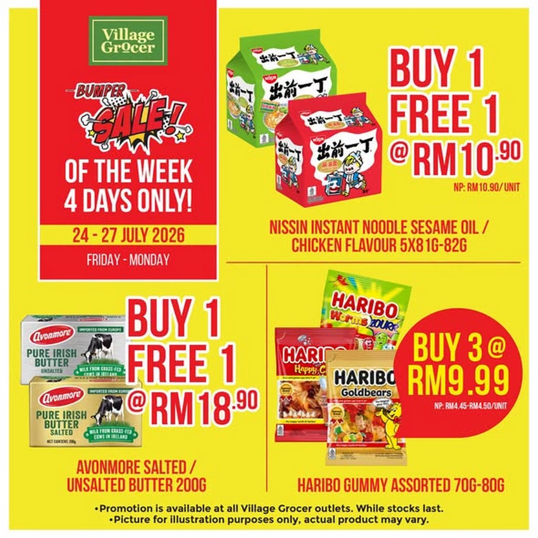 Village-Grocer-Malaysia-Bumper-Sale 24-27 July 2026: Village Grocer Malaysia Bumper Sale Promotion with Buy 1 Free 1 Deals, Snack Offers and Online Shopping Discounts