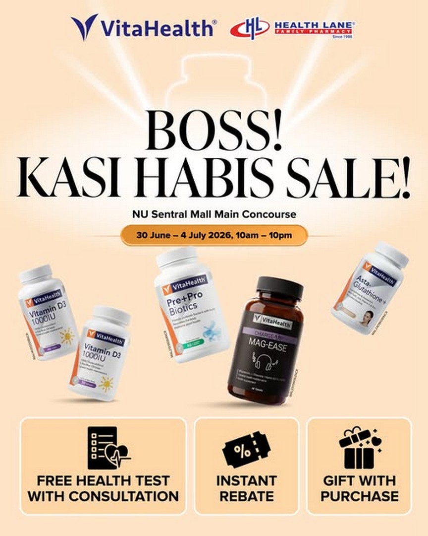 VitaHealth-Malaysia-Wellness-Promotion-at-NU-Sentral 30 June – 4 July 2026: VitaHealth Malaysia Wellness Promotion at NU Sentral – Free Health Checks, Exclusive Rebates, Expert Consultations and Family Activities