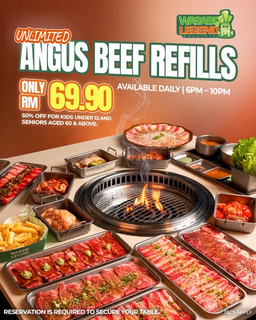 Wasabi-Legend-Malaysia-NEW-Unlimited-Angus-Beef-Refills-Promotion 10 July 2026 onwards: Wasabi Legend Malaysia NEW Unlimited Angus Beef Refills Promotion at RM69.90 with Family Discounts at Sunway Square