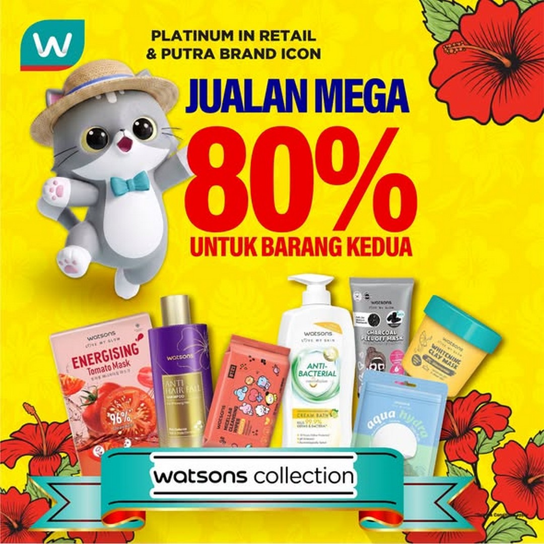 Watsons-Malaysia-Sale-Promotion 23 July-2 September 2026: Watsons Malaysia, Sale Promotion: Up to 80% Discount on Second Item Watsons Collection Products Plus Holiday Package Giveaway