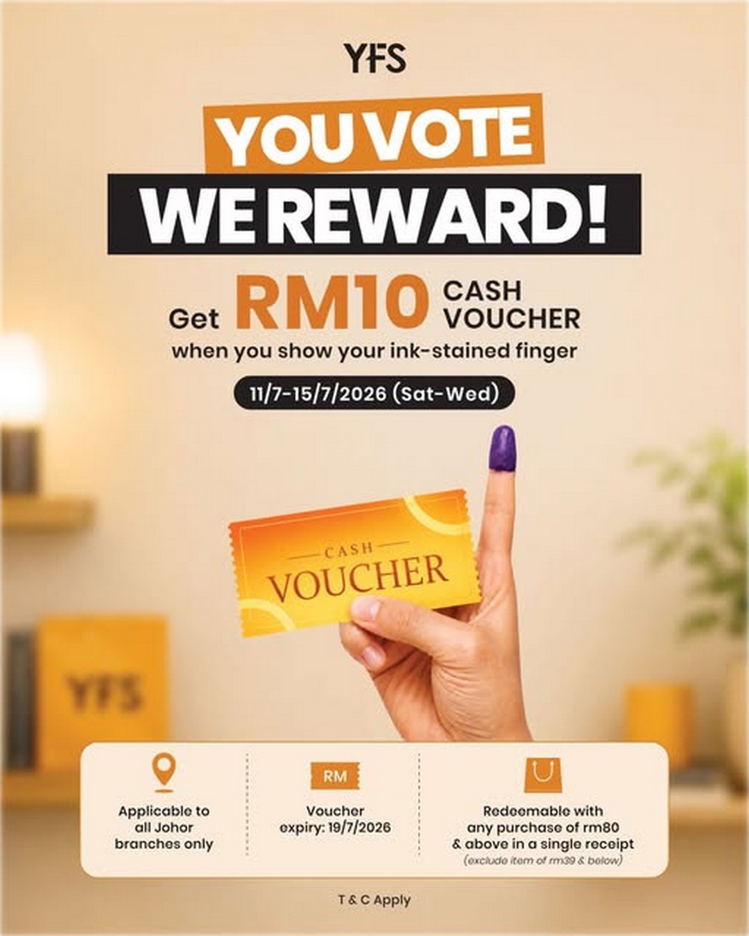 YFS-Concept-Store-Malaysia-Election-Reward-Promotion 11-15 July 2026: YFS Concept Store Malaysia Election Reward Promotion, Get RM10 Cash Voucher with Inked Finger Offer