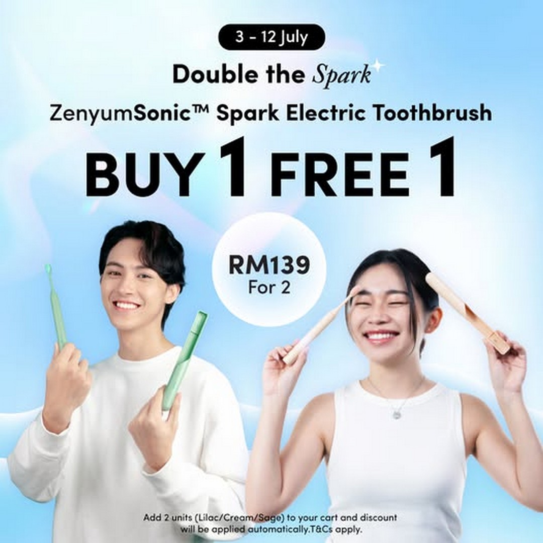 Zenyum-Malaysia-ZenyumSonic™-Spark-Buy-1-Free-1-Promotion 3–12 July 2026: Zenyum Malaysia ZenyumSonic™ Spark Buy 1 Free 1 Promotion – Get 2 Electric Toothbrushes for Only RM139