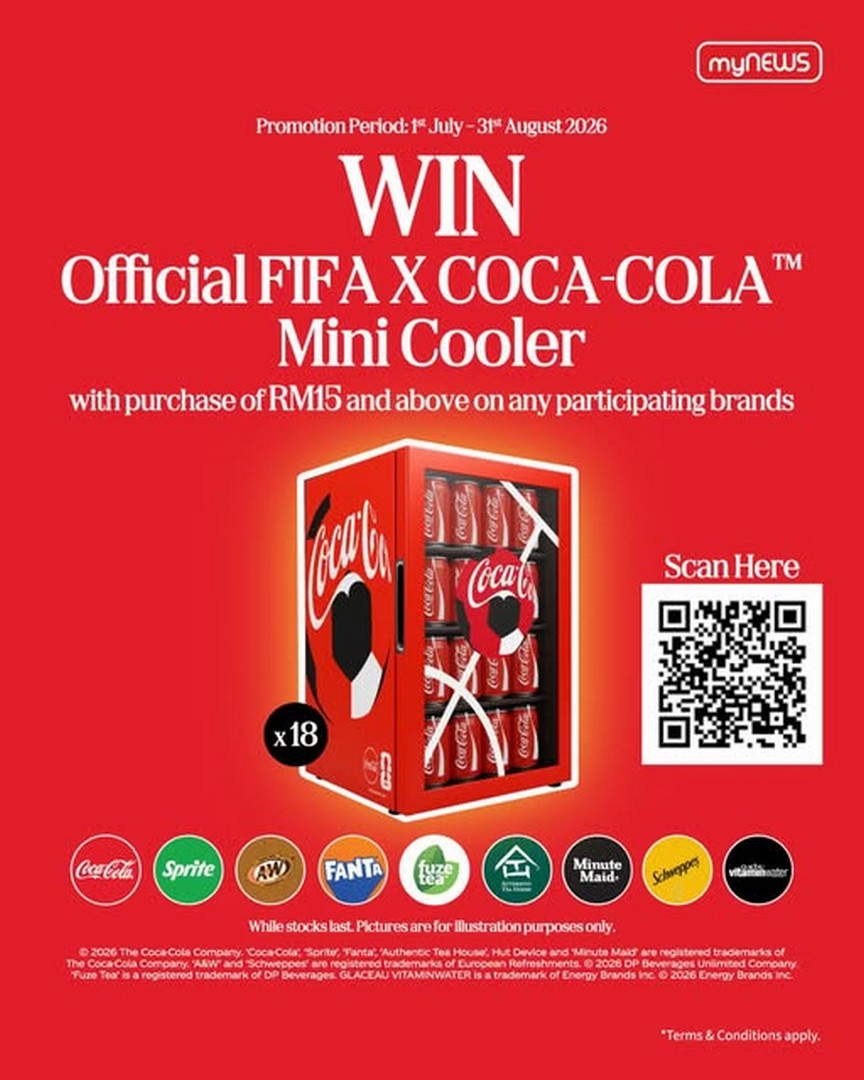 myNEWS-Malaysia-FIFA-x-Coca-Cola-Promotion 1 July – 31 August 2026: myNEWS Malaysia FIFA x Coca-Cola Promotion – Spend from RM15 to Win an Official FIFA x Coca-Cola Mini Cooler Plus Signed Football Jerseys