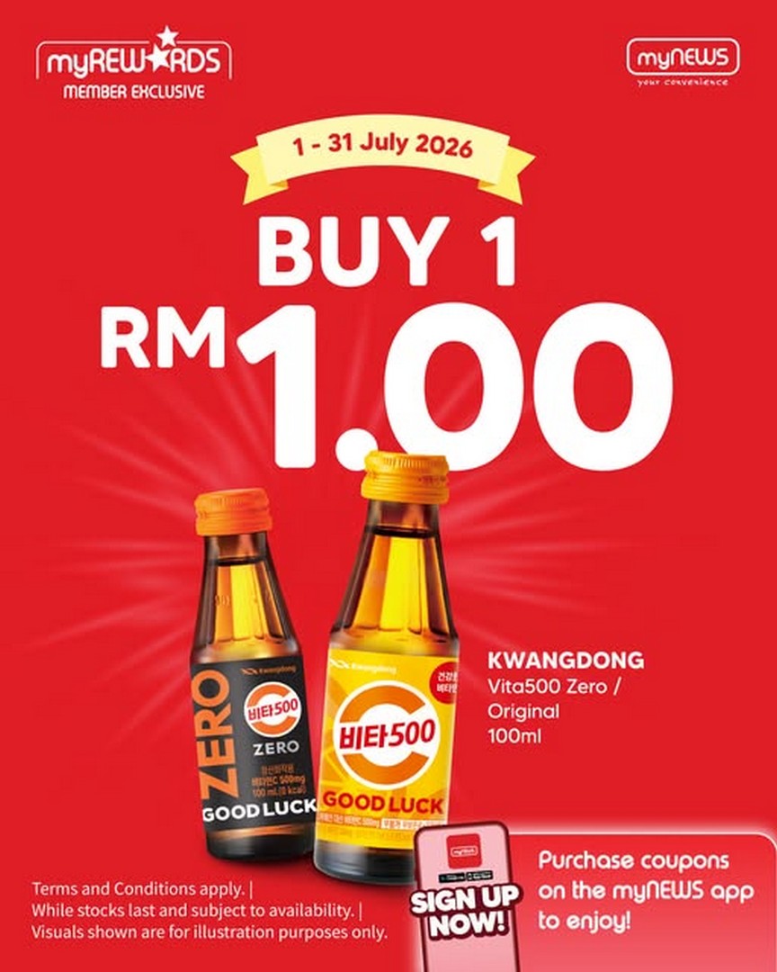 myNEWS-Malaysia-RM1-Kwangdong-Vita-500-Promotion 1–31 July 2026: myNEWS Malaysia RM1 Kwangdong Vita 500 Promotion – Exclusive App Coupon Deal You Shouldn't Miss
