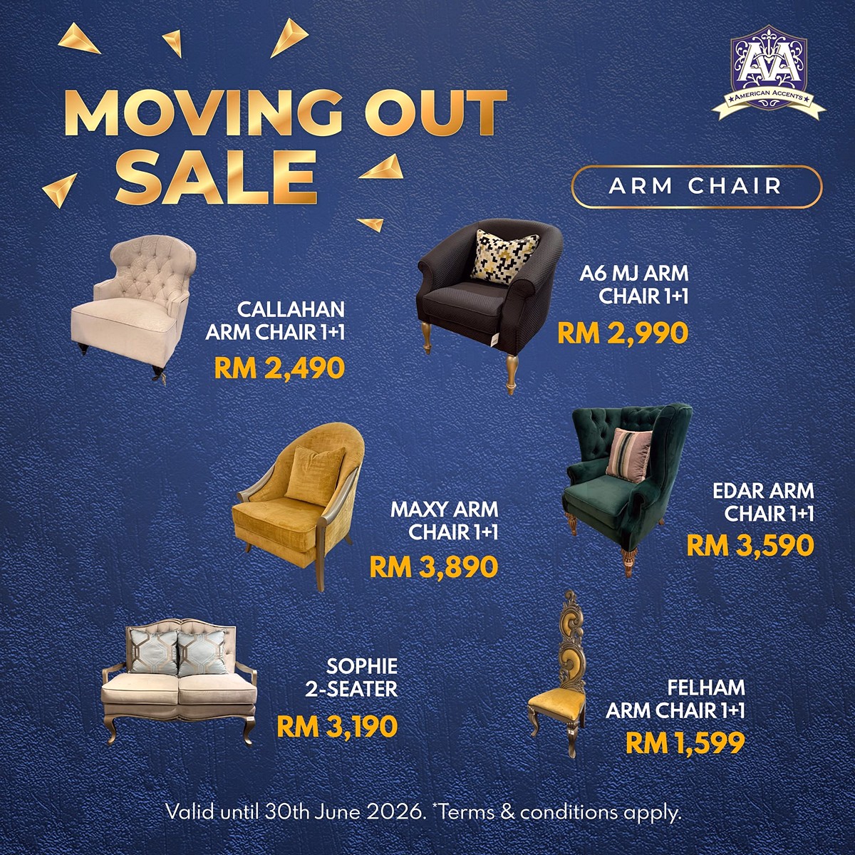 4 Now till 31 August 2026: American Accents Furniture Moving Out Sale, Final Display Sets & Stocks with 0% Interest Instalment Up to 48 Months
