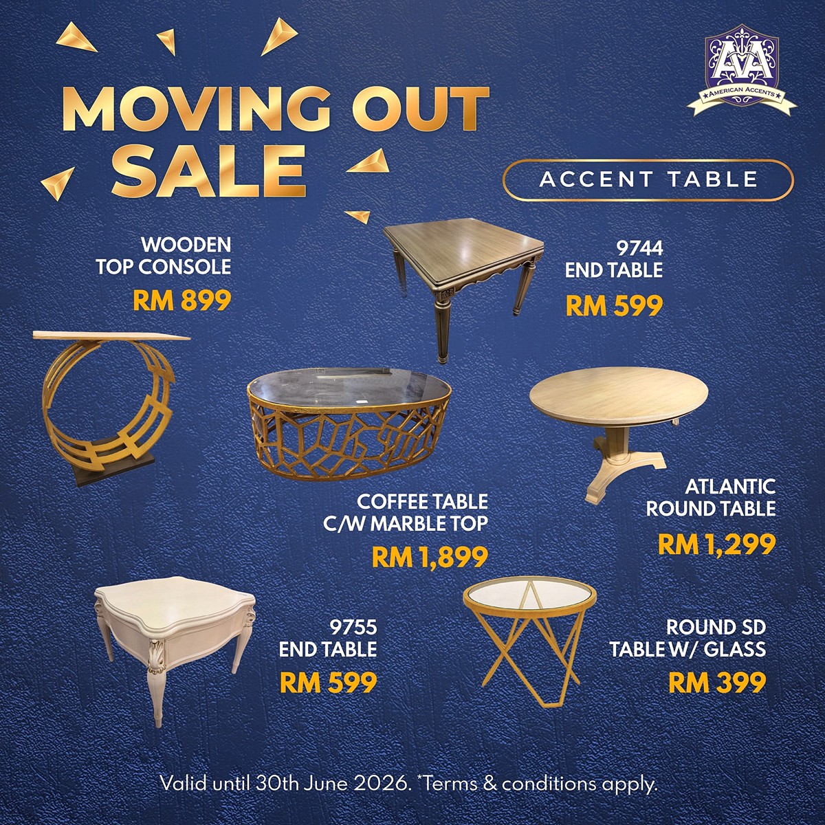 5 Now till 31 August 2026: American Accents Furniture Moving Out Sale, Final Display Sets & Stocks with 0% Interest Instalment Up to 48 Months
