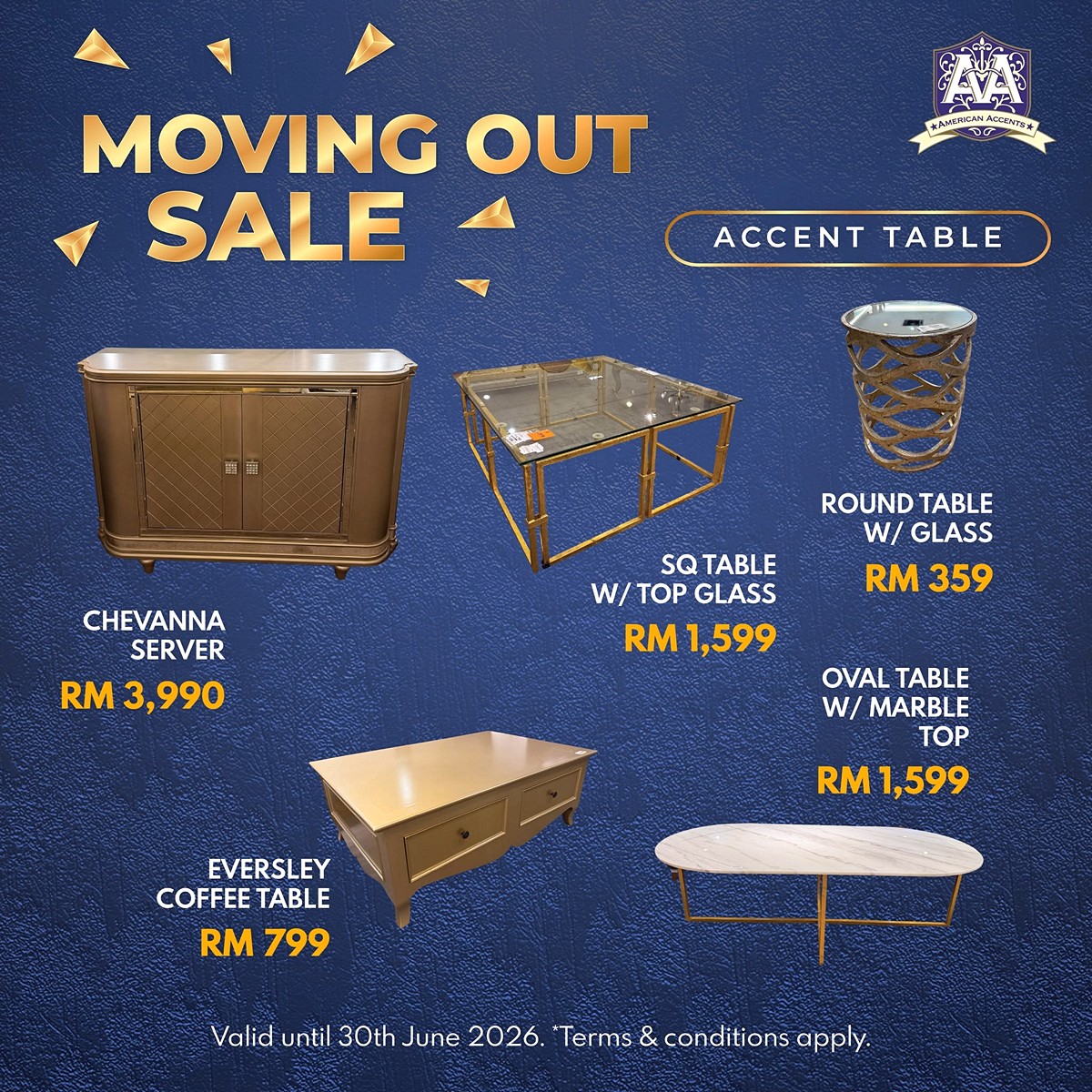 6 Now till 31 August 2026: American Accents Furniture Moving Out Sale, Final Display Sets & Stocks with 0% Interest Instalment Up to 48 Months