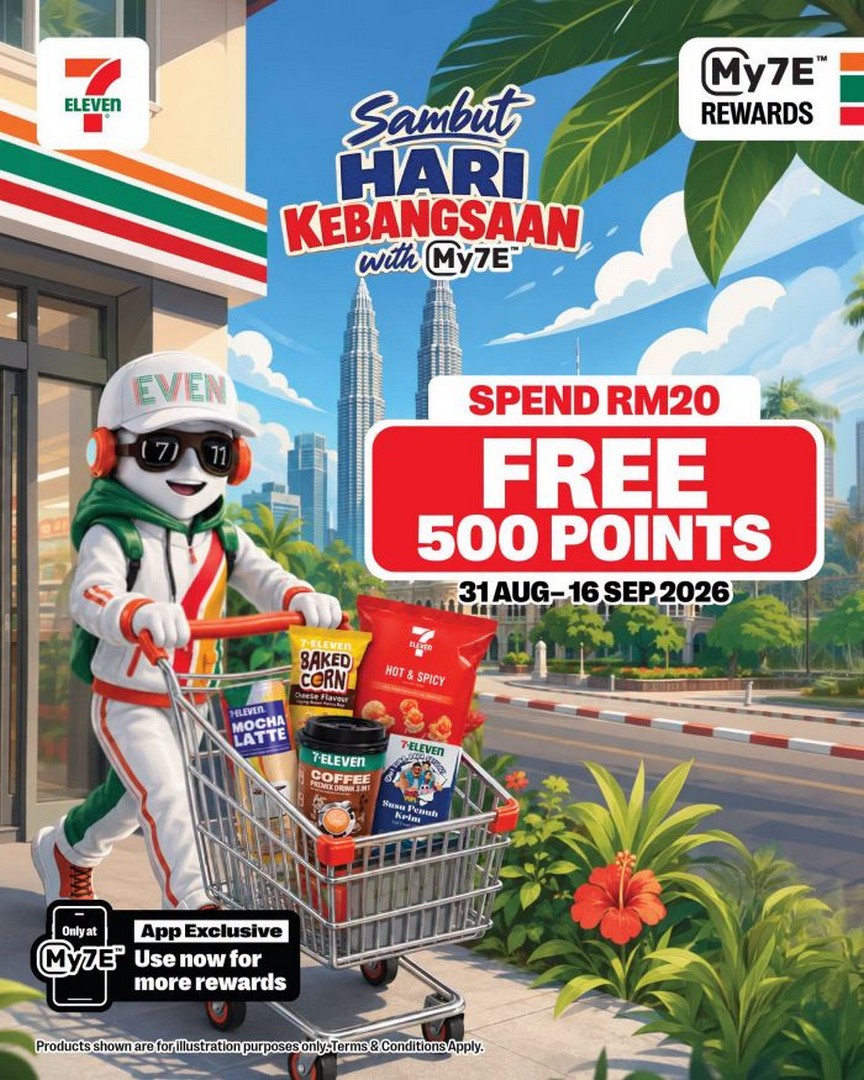 7-Eleven-Malaysia-Merdeka-Promotion 31 August-16 September 2026: 7-Eleven Malaysia: Merdeka Promotion – Get FREE 500 My7E Points with RM20 Spend Nationwide