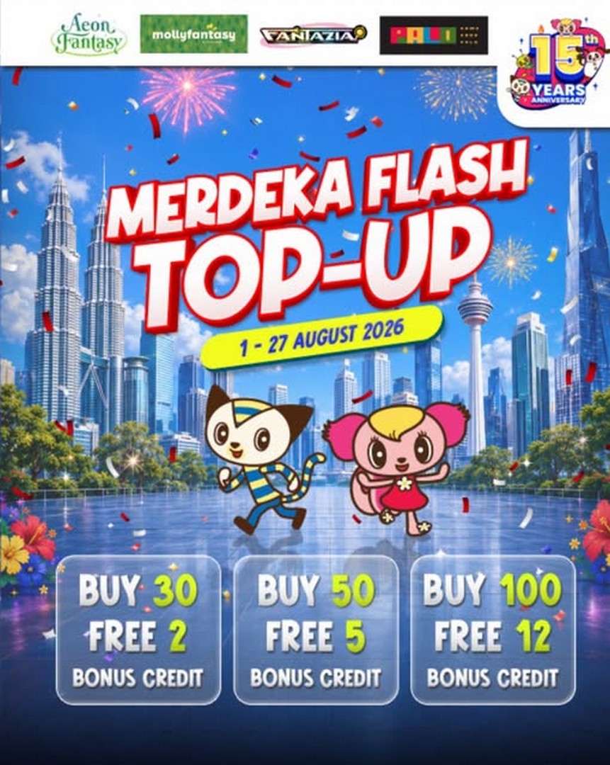AEON-Fantasy-Malaysia-Merdeka-Month-Promotion 1-27 August 2026: AEON Fantasy Malaysia Merdeka Month Promotion: Get Up to RM12 Free Bonus Credit with Top-Up