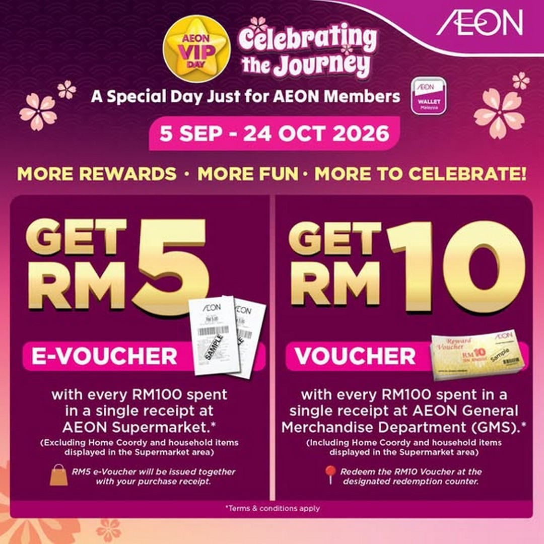 AEON-Malaysia-AEON-VIP-Day-Promotion 5 September-24 October 2026: AEON Malaysia, AEON VIP Day Promotion with RM5 e-Vouchers, RM10 Reward Vouchers and Live Challenges