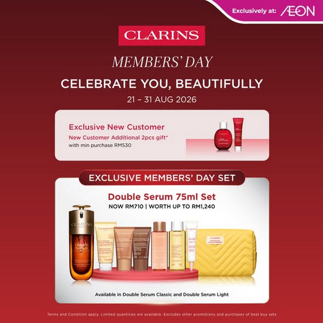 AEON-Malaysia-Clarins-Clarins-Members-Days-Promotion-1 21-31 August 2026: AEON Malaysia & Clarins: Clarins Members’ Days Promotion with Gifts Worth Up to RM1,105 and Bonus Club Clarins Points
