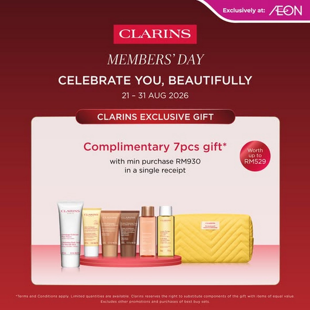 AEON-Malaysia-Clarins-Clarins-Members-Days-Promotion-2 21-31 August 2026: AEON Malaysia & Clarins: Clarins Members’ Days Promotion with Gifts Worth Up to RM1,105 and Bonus Club Clarins Points