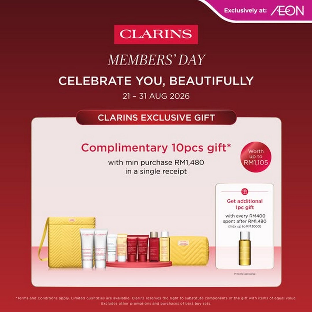 AEON-Malaysia-Clarins-Clarins-Members-Days-Promotion-3 21-31 August 2026: AEON Malaysia & Clarins: Clarins Members’ Days Promotion with Gifts Worth Up to RM1,105 and Bonus Club Clarins Points