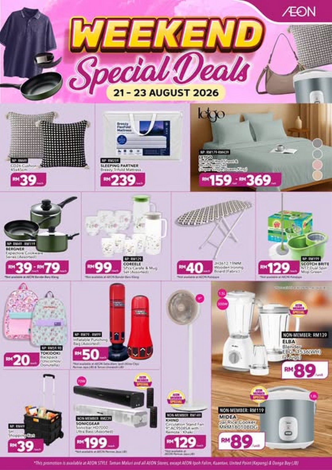 AEON-Malaysia-Weekend-Special-Deals-Promotion-1 21-23 August 2026: AEON Malaysia Weekend Special Deals Promotion: Refresh Your Style with Fashion, Home Essentials and Kitchenware Bargains