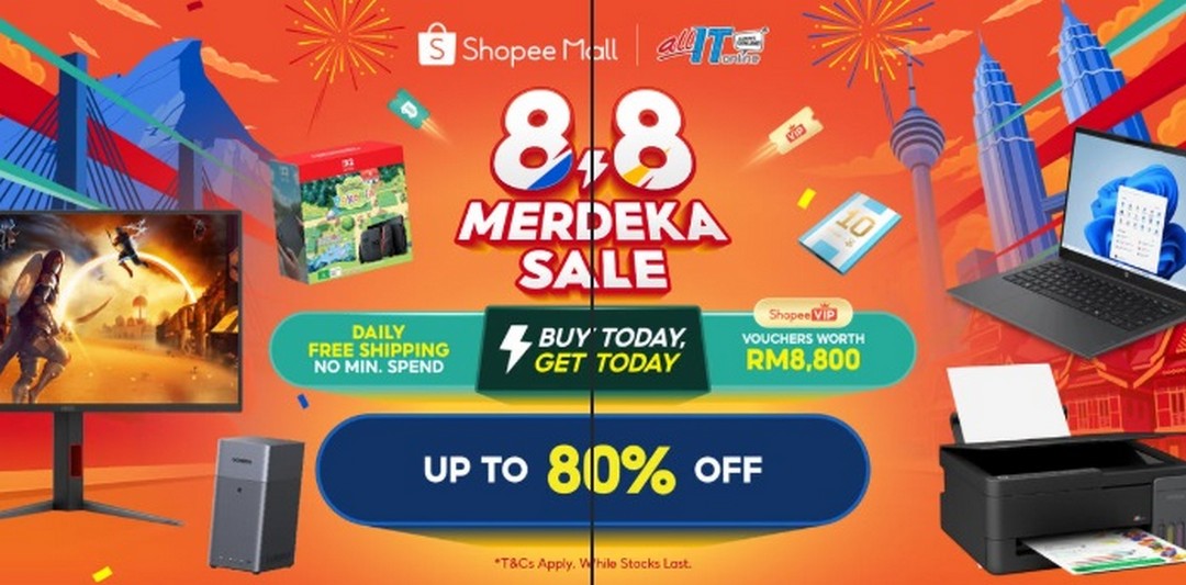 ALL-IT-Hypermarket-8.8-Merdeka-Sale 8 August 2026: ALL IT Hypermarket: 8.8 Merdeka Sale Promotion with Up to 80% OFF Tech Gadgets, Free Shipping and Shopee VIP Vouchers