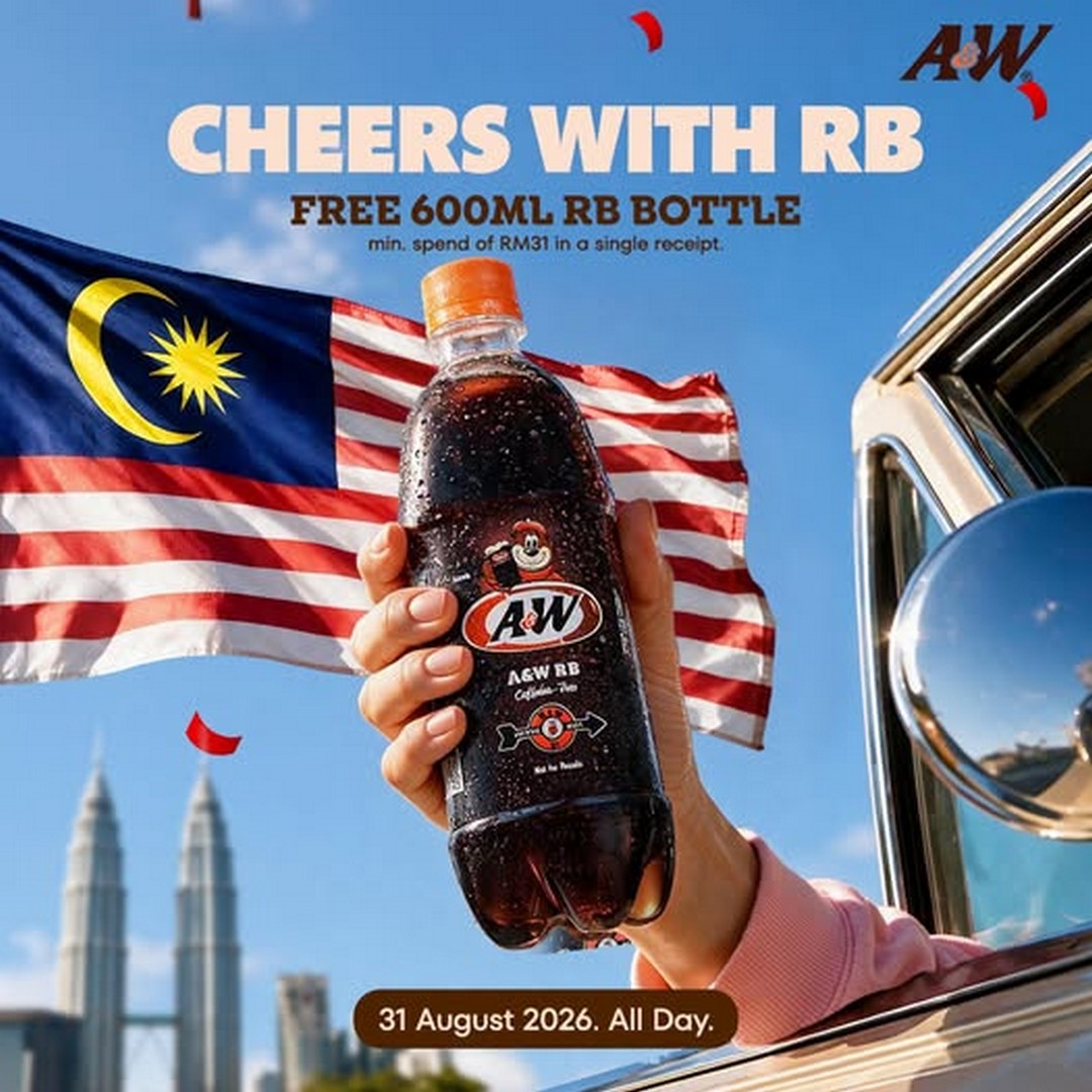 AW-Malaysia-Free-600ml-RB-Drink-with-RM31-Single-Receipt-Spend 31 August 2026: A&W Malaysia: Free 600ml RB Drink with RM31 Single-Receipt Spend for National Day Celebration