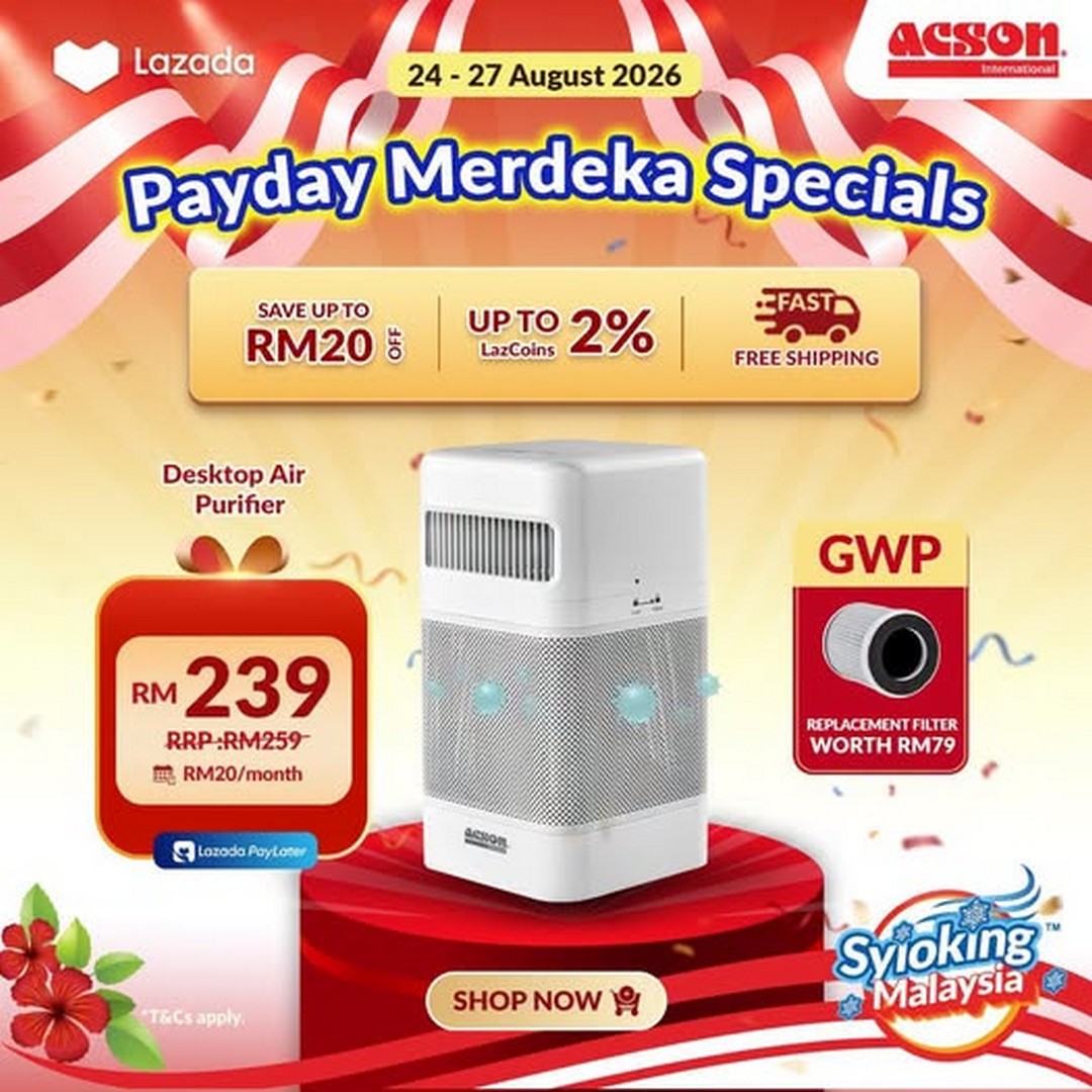 Acson-Malaysia-Merdeka-Sale-with-Acson-ADP10B-Desktop-Air-Purifier 24-27 August 2026: Acson Malaysia: Merdeka Sale with Acson ADP10B Desktop Air Purifier from RM239, Free Delivery and Free Replacement Filter Promotion