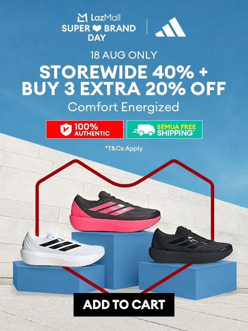Adidas-Lazada-Super-Brand-Day-Sale 18 August 2026: Adidas: Lazada Super Brand Day Sale with Up to 40% OFF, Extra 20% OFF and 30% Voucher