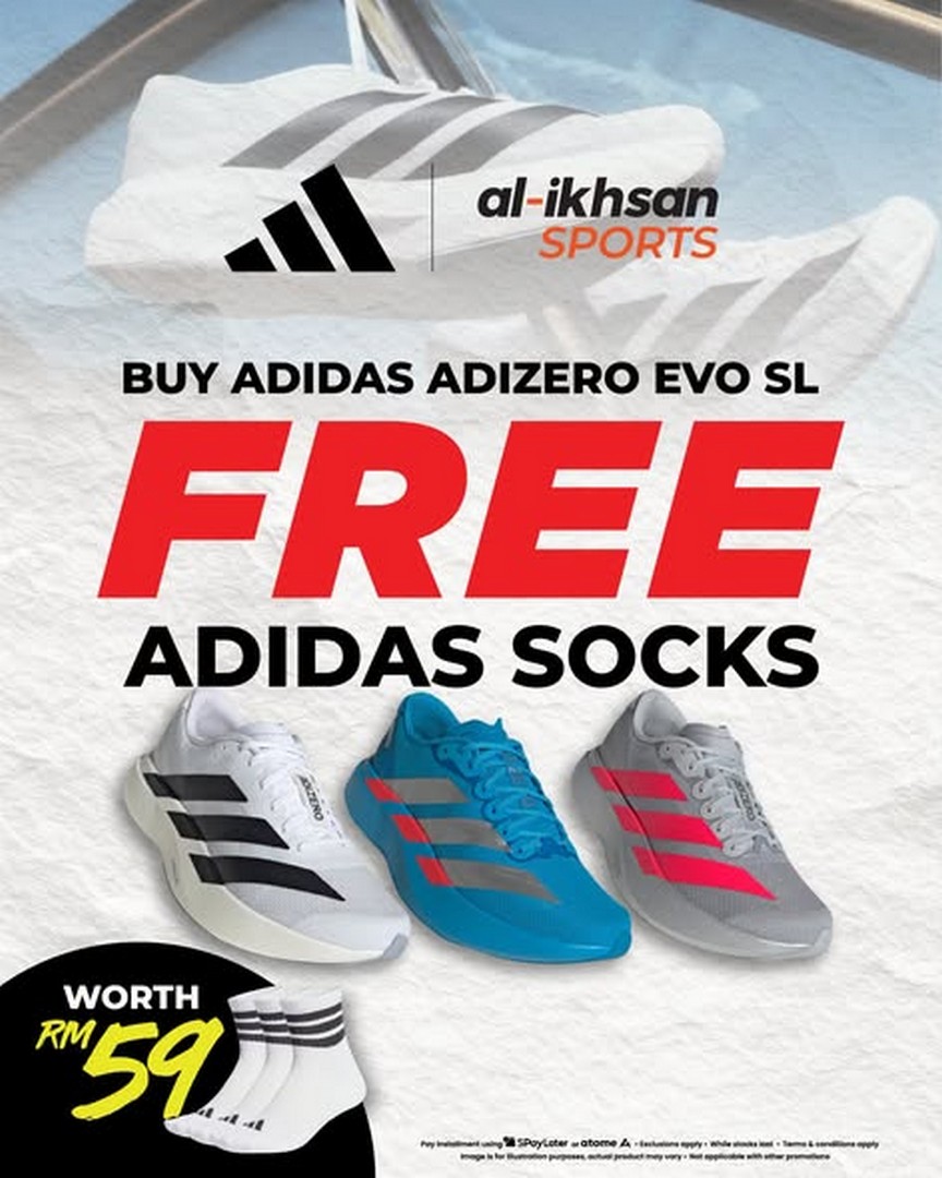 Al-Ikhsan-Sports-Promotion-–-Buy-adidas-Adizero-Evo-SL 26 August 2026 onwards: Al-Ikhsan Sports: Promotion – Buy adidas Adizero Evo SL and Get Free adidas Socks Worth RM59