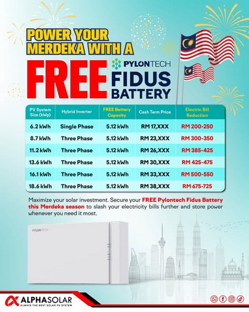 Alpha-Solar-Malaysia-Merdeka-Solar-Promotion-2 13 August 2026 onwards: Alpha Solar Malaysia: Merdeka Solar Promotion with Free 5.12kWh Battery and Up to RM3,000 Government Rebate