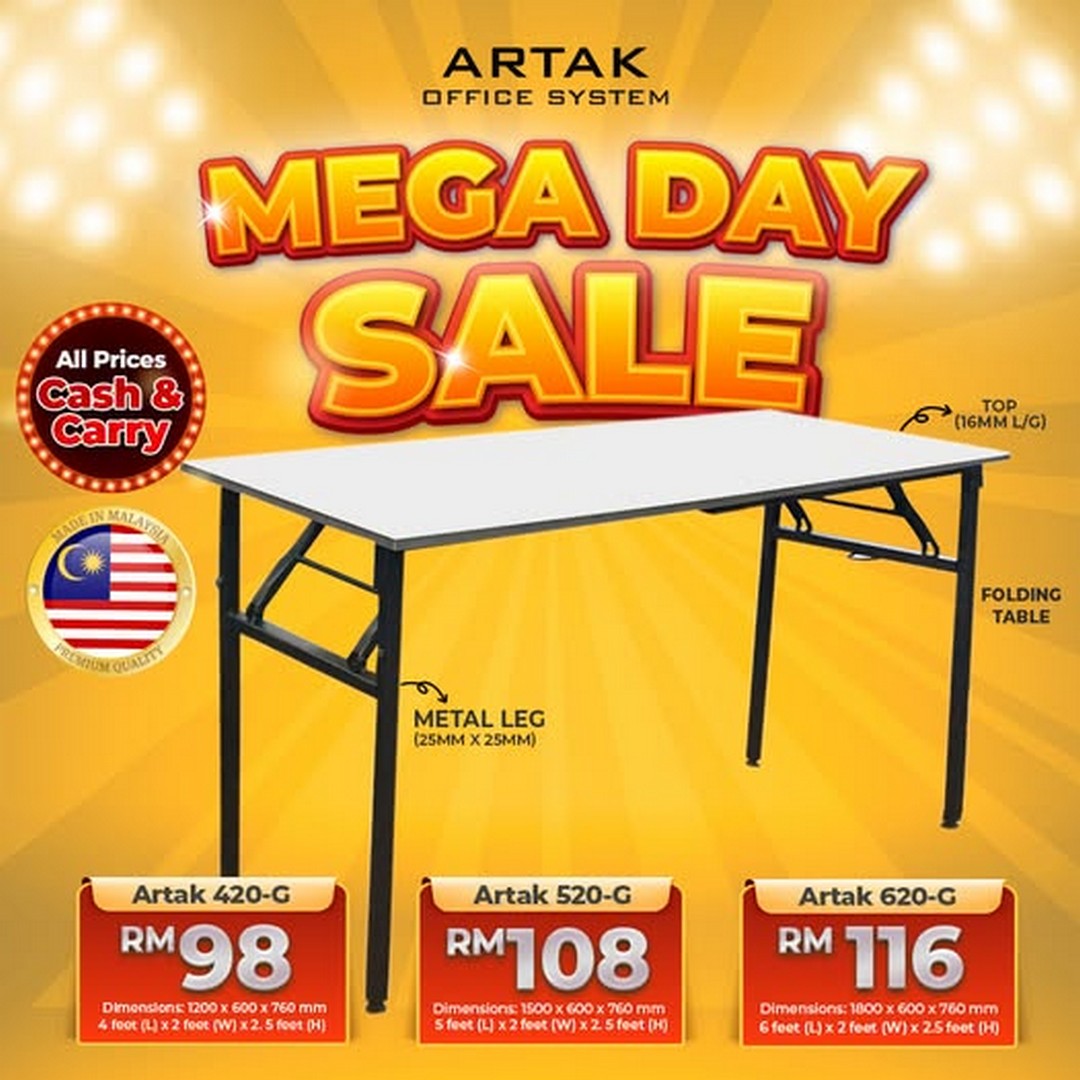 Artak-Office-System-Mega-Day-Sale 17 August 2026 onwards: Artak Office System: Mega Day Sale on Premium Folding Tables from RM98
