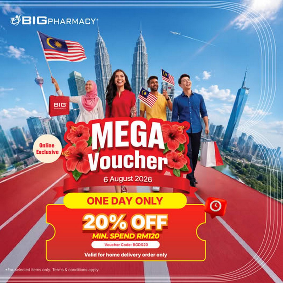 BIG-Pharmacy-Mega-Merdeka-Savings-Promotion 6 August 2026: BIG Pharmacy Mega Merdeka Savings Promotion – Enjoy 20% OFF with Voucher Code BGDS20 on Selected Sale Items in Malaysia
