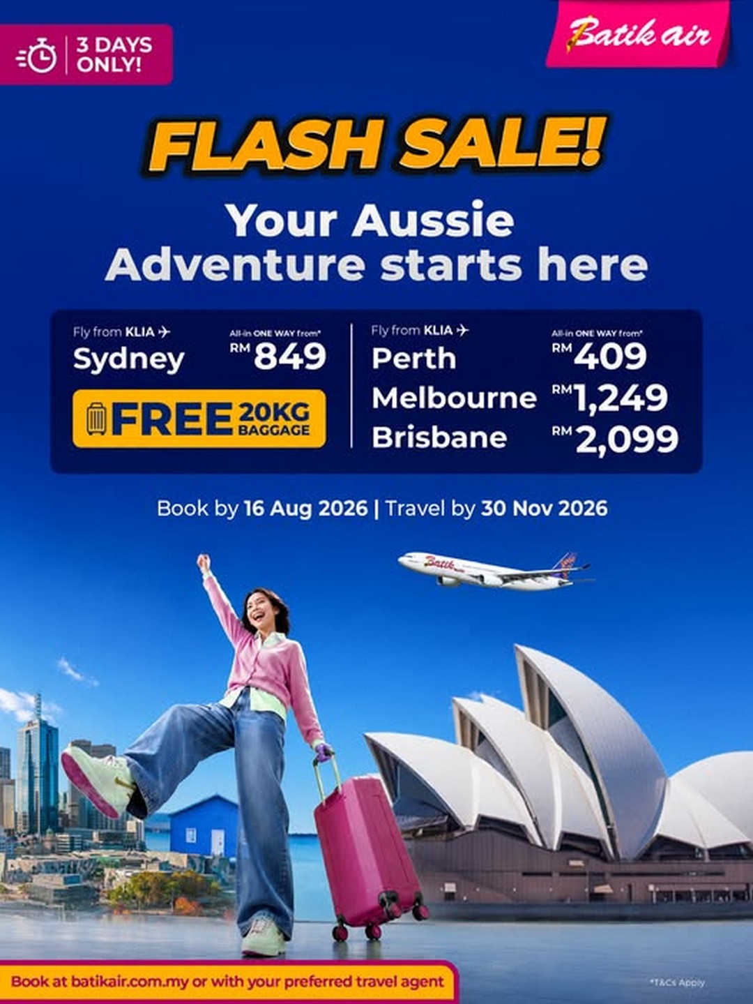 Batik-Air-Malaysia-Australia-Flight-Fare-Sale 14-16 August 2026: Batik Air Malaysia: Australia Flight Fare Sale for Sydney, Melbourne, Perth and Brisbane