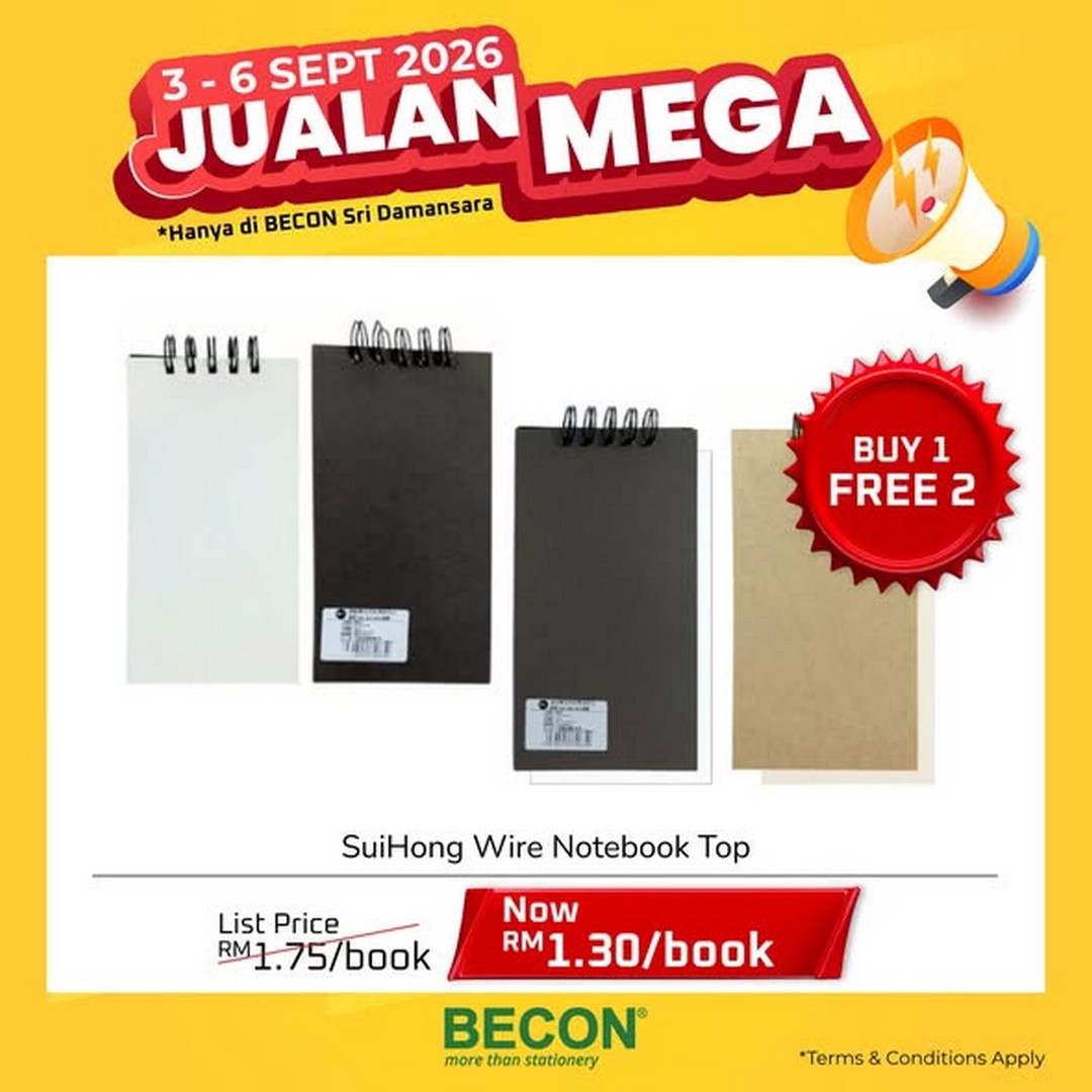 Becon-Stationery-Mega-Sale-Promotion-with-Up-to-70-Off-1 3-6 September 2026: Becon Stationery: Mega Sale Promotion with Up to 70% Off at Sri Damansara, Kuala Lumpur