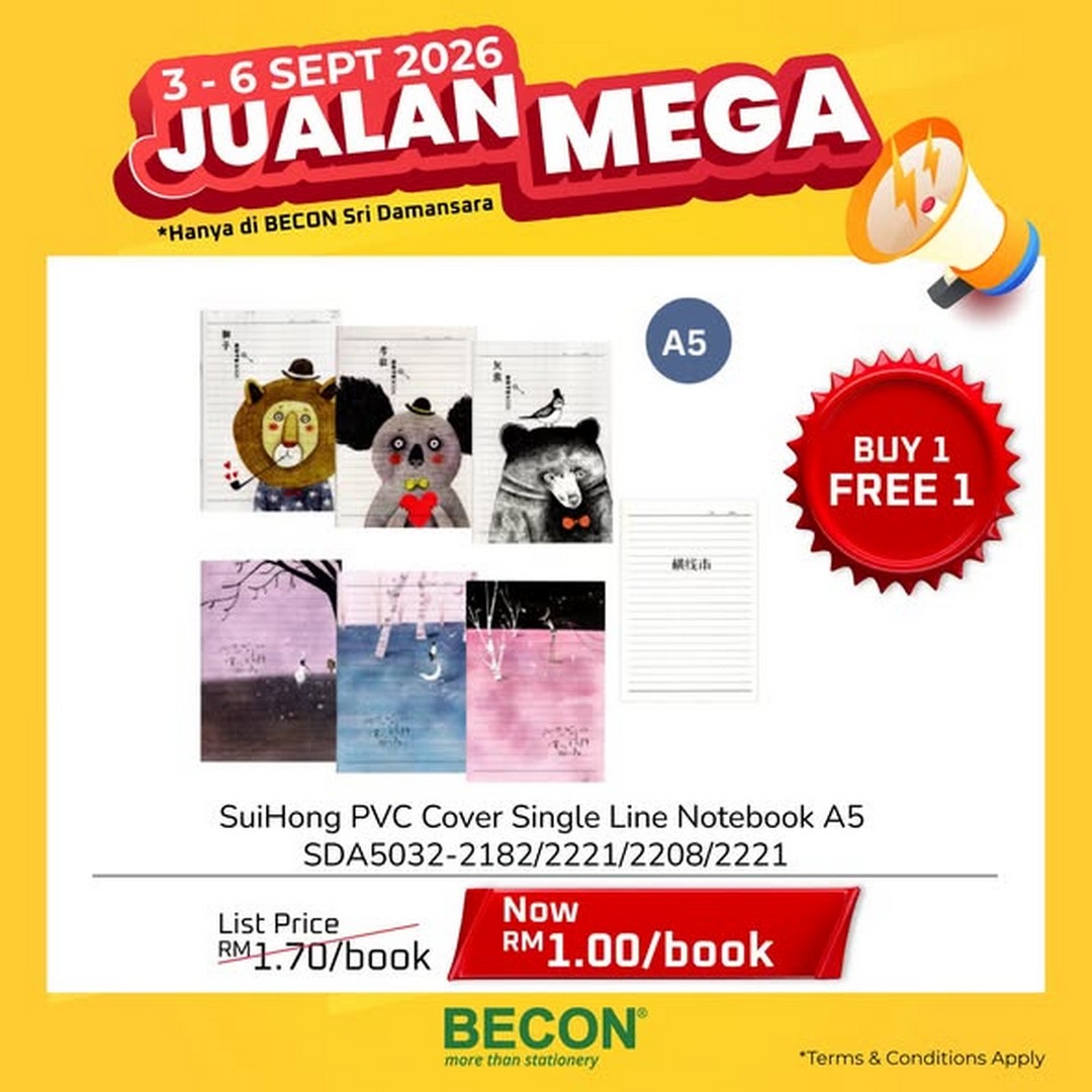 Becon-Stationery-Mega-Sale-Promotion-with-Up-to-70-Off-2 3-6 September 2026: Becon Stationery: Mega Sale Promotion with Up to 70% Off at Sri Damansara, Kuala Lumpur