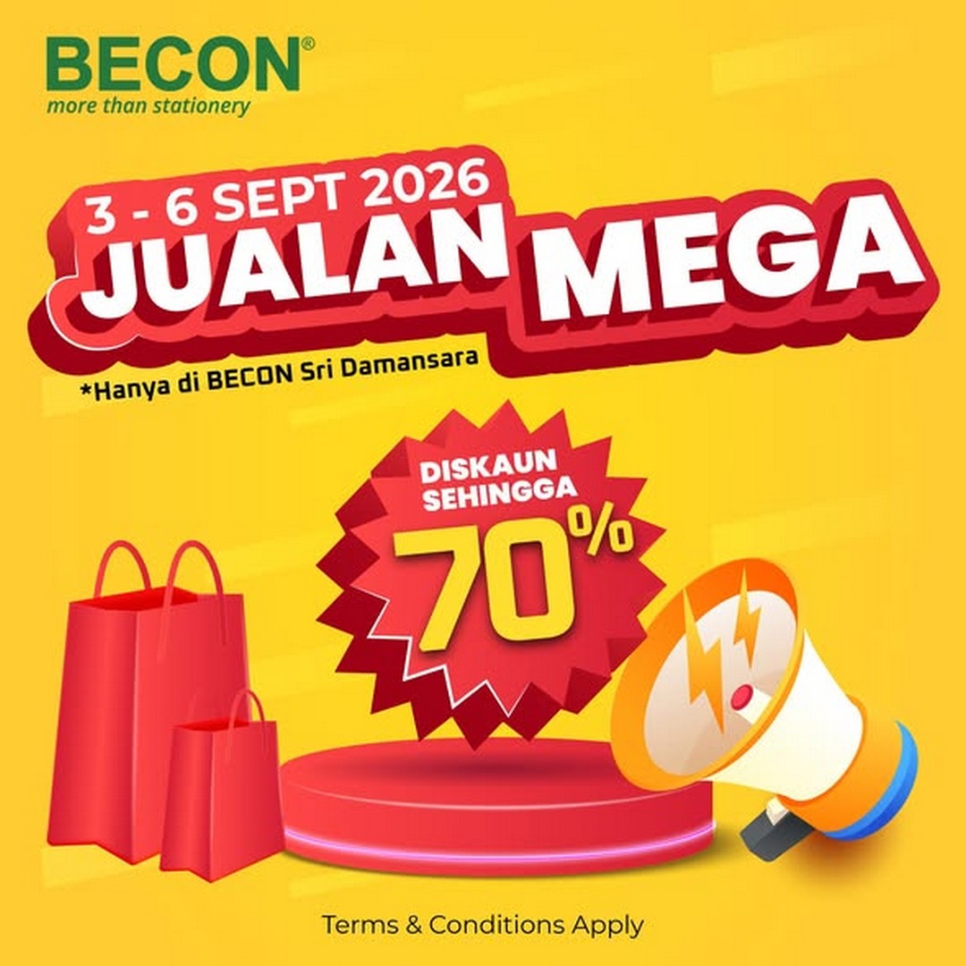 Becon-Stationery-Mega-Sale-Promotion-with-Up-to-70-Off 3-6 September 2026: Becon Stationery: Mega Sale Promotion with Up to 70% Off at Sri Damansara, Kuala Lumpur