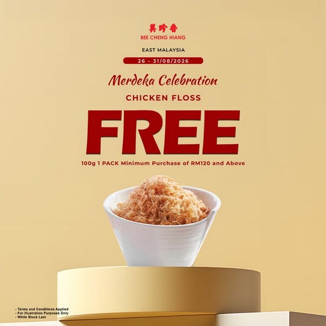 Bee-Cheng-Hiang-Malaysia-Merdeka-Promotion 26 August 2026 onwards: Bee Cheng Hiang Malaysia Merdeka Promotion – Spend RM120 and Get a Free Chiziban or 100g Chicken Floss