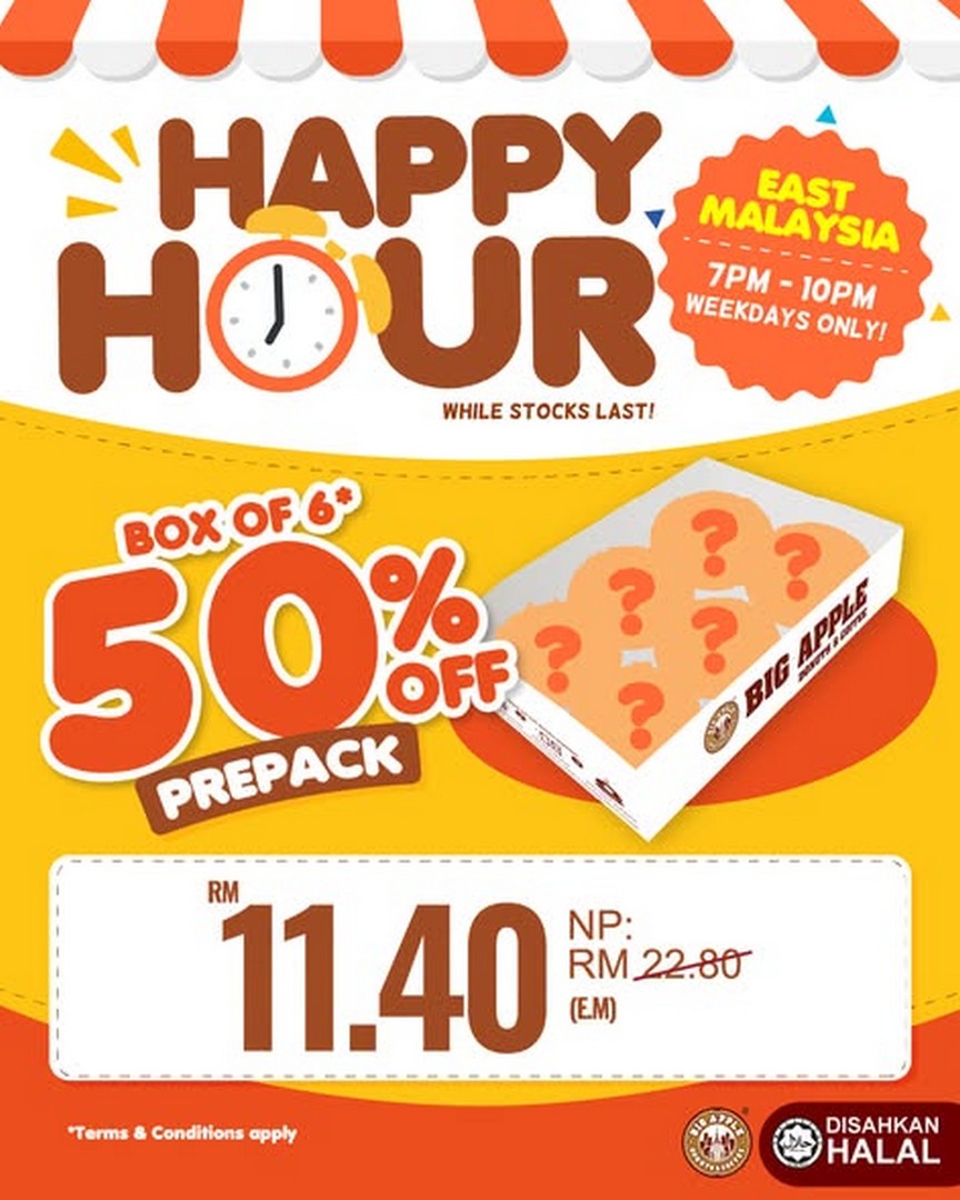 Big-Apple-Donuts-Coffee-Malaysia-50-Off-Box-of-6-Prepack-Donuts-1 26 August 2026 onwards: Big Apple Donuts & Coffee Malaysia: 50% Off Box of 6 Prepack Donuts from 7PM to 10PM, Selected Outlets