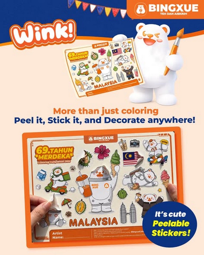 Bingxue-Malaysia-69th-Merdeka-Sticker-Colouring-Competition-2026-1 13-31 August 2026: Bingxue Malaysia: 69th Merdeka Sticker Colouring Competition 2026 with RM10,000 in Prizes