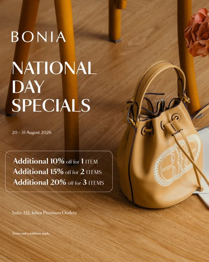 Bonia-Special-Sale-with-Up-to-20-Additional-Savings 20-31 August 2026: Bonia: Special Sale with Up to 20% Additional Savings on Selected Items at Johor Premium Outlets