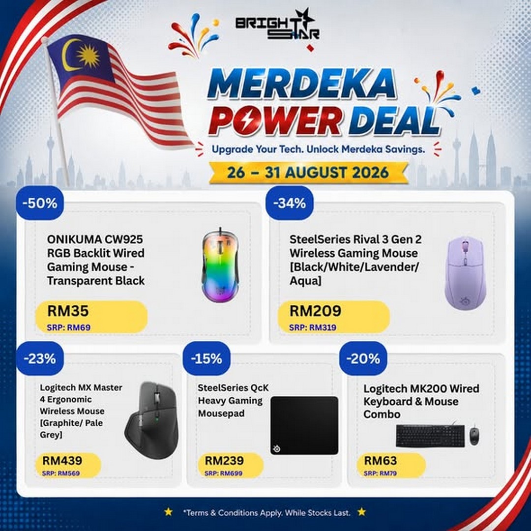 Brightstar-Computer-Merdeka-Power-Deals-Sale 26-31 August 2026: Brightstar Computer: Merdeka Power Deals Sale with Up to 66% Off Tech, Gaming Gear and Electronics