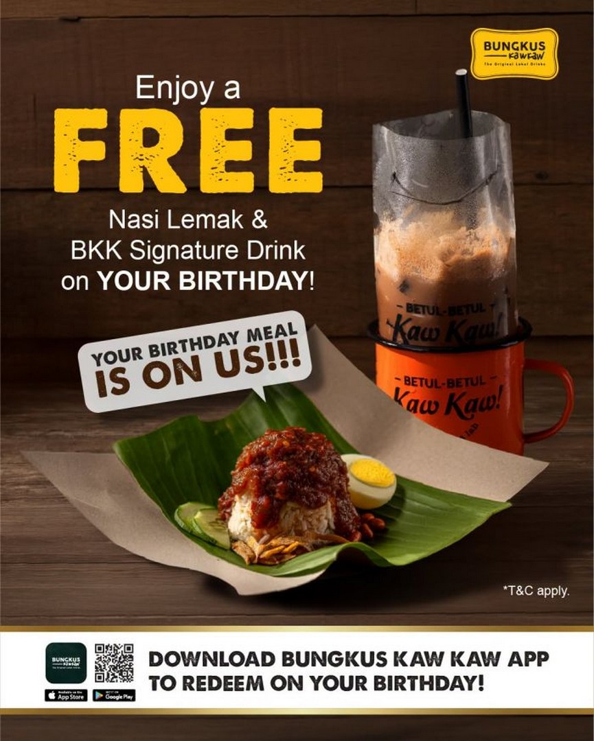 Bungkus-Kaw-Kaw-Birthday-Promotion-with-FREE-Nasi-Lemak 18 August 2026 Onwards: Bungkus Kaw Kaw: Birthday Promotion with FREE Nasi Lemak and BKK Signature Drink for App Members