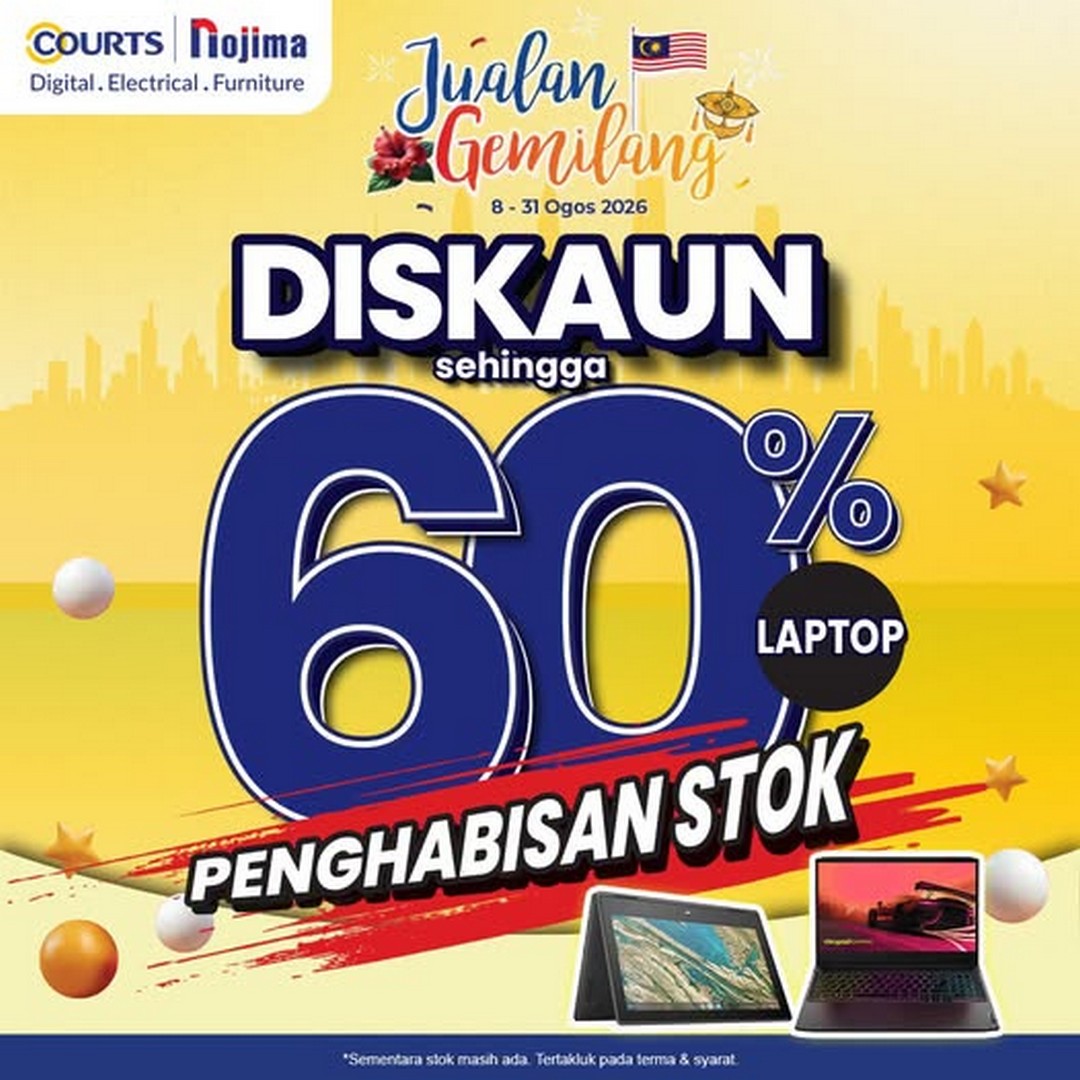 COURTS-Malaysia-Laptop-Clearance-Sale-with-Up-to-60-Off 8-31 August 2026: COURTS Malaysia: Laptop Clearance Sale with Up to 60% Off