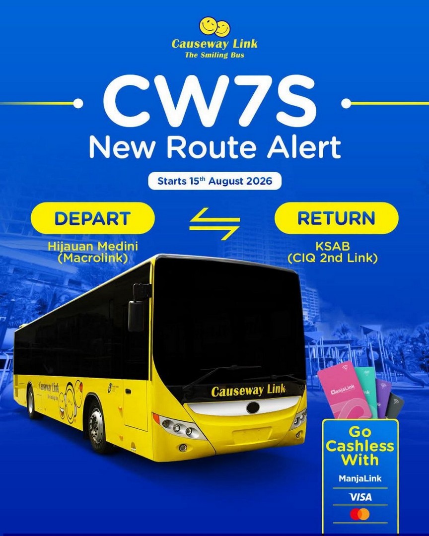 Causeway-Link-CW7S-Bus-Route-Promotion-and-New-Hijauan-Medini-Stop 15-31 August 2026: Causeway Link CW7S Bus Route Promotion and New Hijauan Medini Stop Connecting Medini to KSAB (CIQ 2nd Link)