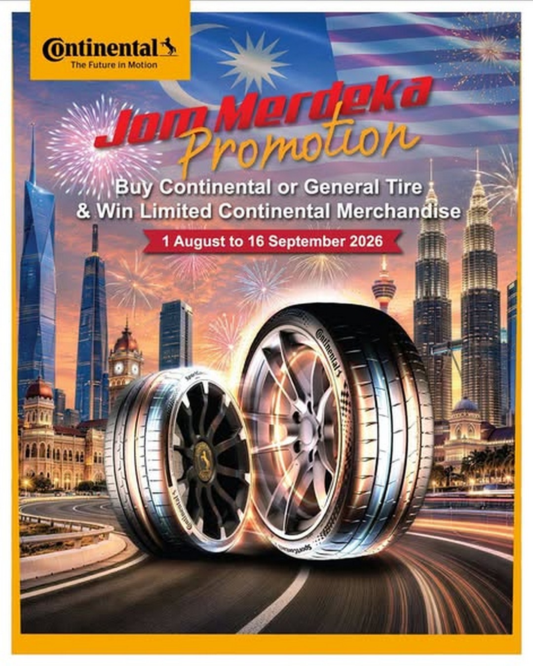 Continental-Tyres-Jom-Merdeka-Promotion 1 August-16 September 2026: Continental Tyres Jom Merdeka Promotion, Enjoy Exclusive Free Gifts with Selected Tyre Purchases for Safer Festive Drives