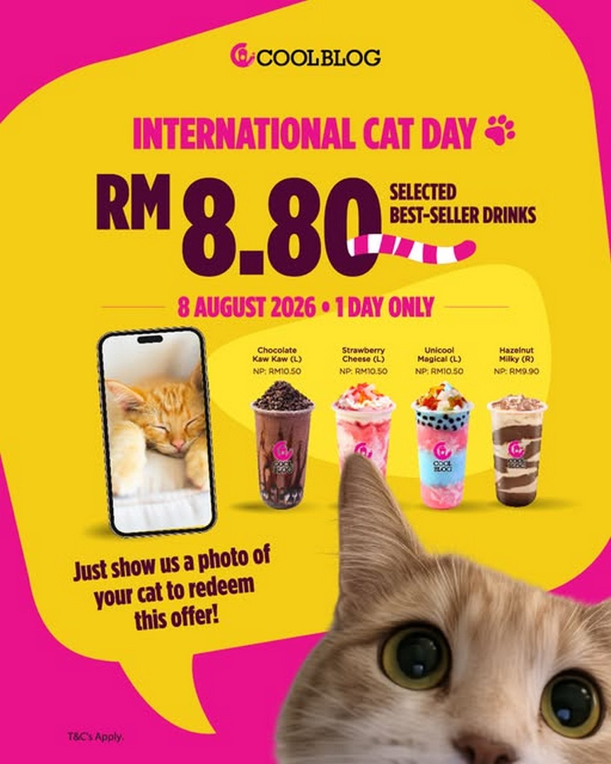 Coolblog-Malaysia-International-Cat-Day-Promotion 8 August 2026: Coolblog Malaysia International Cat Day Promotion – Selected Best-Seller Drinks for Only RM8.80 at Participating Stores