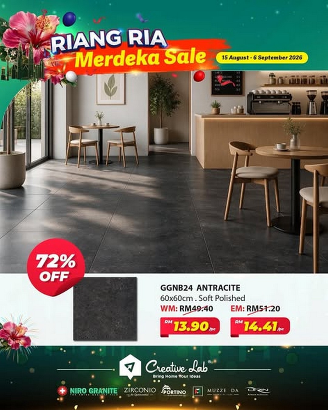 Creative-Lab-by-Niro-Granite-Riang-Ria-Merdeka-Sale-2 15 August-6 September 2026: Creative Lab by Niro Granite: Riang Ria Merdeka Sale with Up to 70% OFF on Home Improvement Ideas, Tiles and More