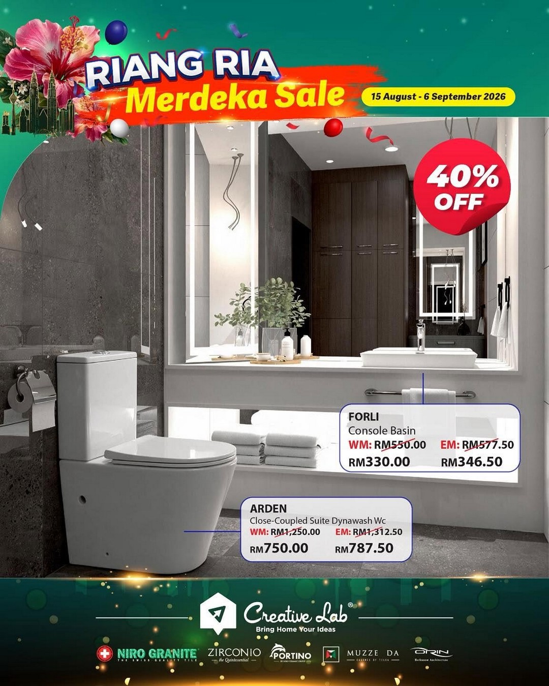 Creative-Lab-by-Niro-Granite-Riang-Ria-Merdeka-Sale-7 15 August-6 September 2026: Creative Lab by Niro Granite: Riang Ria Merdeka Sale with Up to 70% OFF on Home Improvement Ideas, Tiles and More