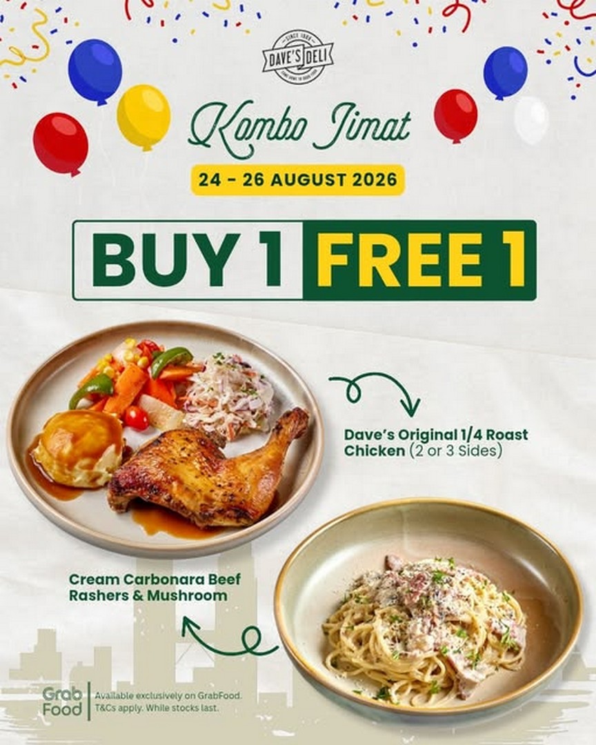 Daves-Deli-Malaysia-Merdeka-Kombo-Jimat-Promotion 24-26 August 2026: Dave's Deli Malaysia: Merdeka Kombo Jimat Promotion with Roast Chicken and Carbonara Deals on GrabFood