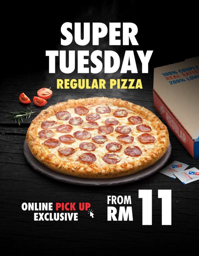 Dominos-Pizza-Malaysia-Super-Tuesday-RM11-Regular-Pizza-Promotion 18 August 2026: Domino's Pizza Malaysia: Super Tuesday RM11 Regular Pizza Promotion with Online Pick-Up Deal