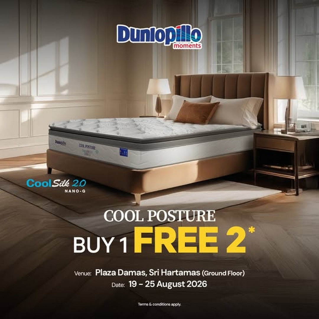 Dunlopillo-Malaysia-Merdeka-Mattress-Promotion-1 19-25 August 2026: Dunlopillo Malaysia: Merdeka Mattress Promotion with Buy 1 Free 2, Free Delivery and 0% Instalment at Plaza Damas