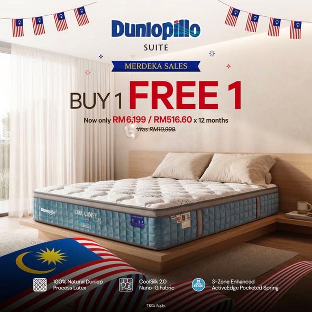 Dunlopillo-Malaysia-Merdeka-Sale-2 10 August 2026 onwards: Dunlopillo Malaysia Merdeka Sale – Bedsets from RM1,399, Pillows from RM25, Free Bedframe, Mattress, Pillows, Delivery & Disposal