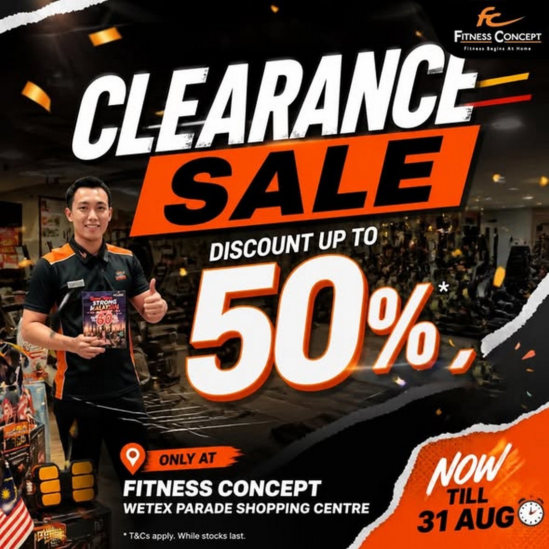 Fitness-Concept-Muar-Up-to-50-Off-Clearance-Sale 19-31 August 2026: Fitness Concept Muar: Up to 50% Off Clearance Sale on Selected Gym Equipment at Wetex Parade