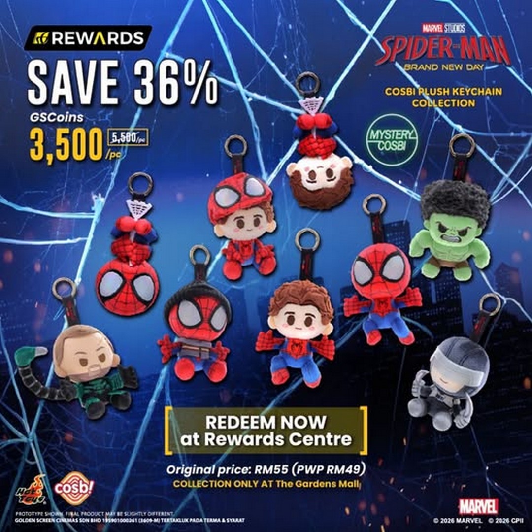 GSC-Redeem-Spider-Man-Mystery-Cosbi-Plush-Keychain 21 August 2026 onwards: GSC: Redeem Spider-Man Mystery Cosbi Plush Keychain with 3,500 GSCoins: GSC Rewards Promotion