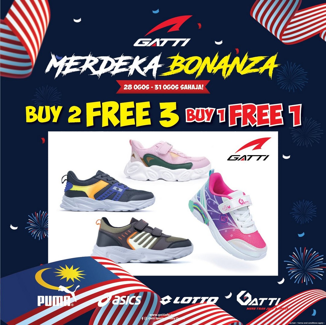 Gatti-Sports-Factory-Outlet-Merdeka-Bonanza-Buy-2-Free-3-Buy-1-Free-1-12 28-31 August 2026: Gatti Sports Factory Outlet: Merdeka Bonanza Buy 2 Free 3 & Buy 1 Free 1 Sportswear Sale Promotion